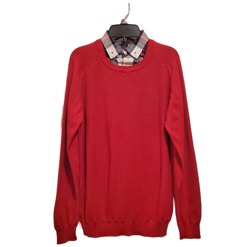 NWT Simply Styled Red Sweater with Faux Shirt Collar Size L 14/16